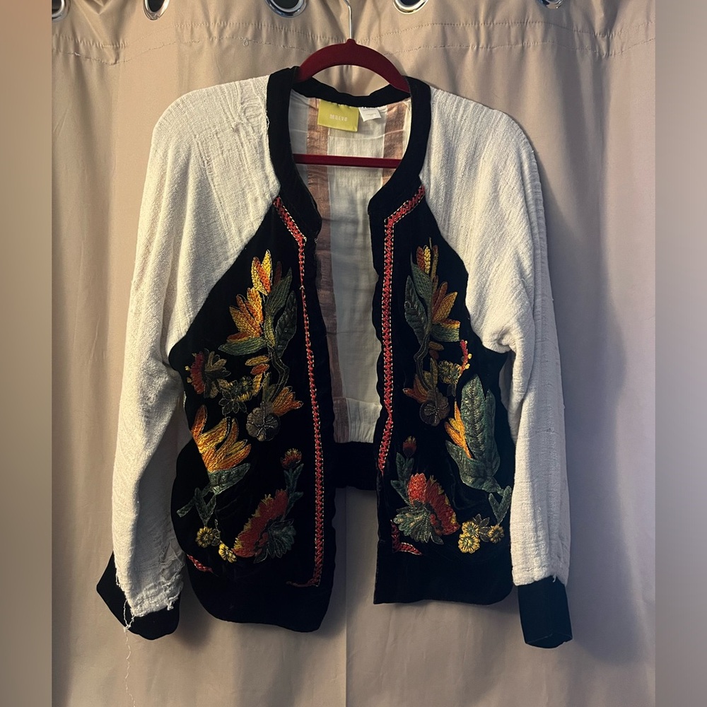 Anthro Maeve Embroidered Jacket